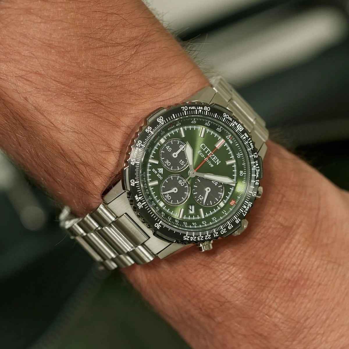 Citizen Men's Promaster Navihawk Eco-Drive Stainless Steel Watch with Green Dial