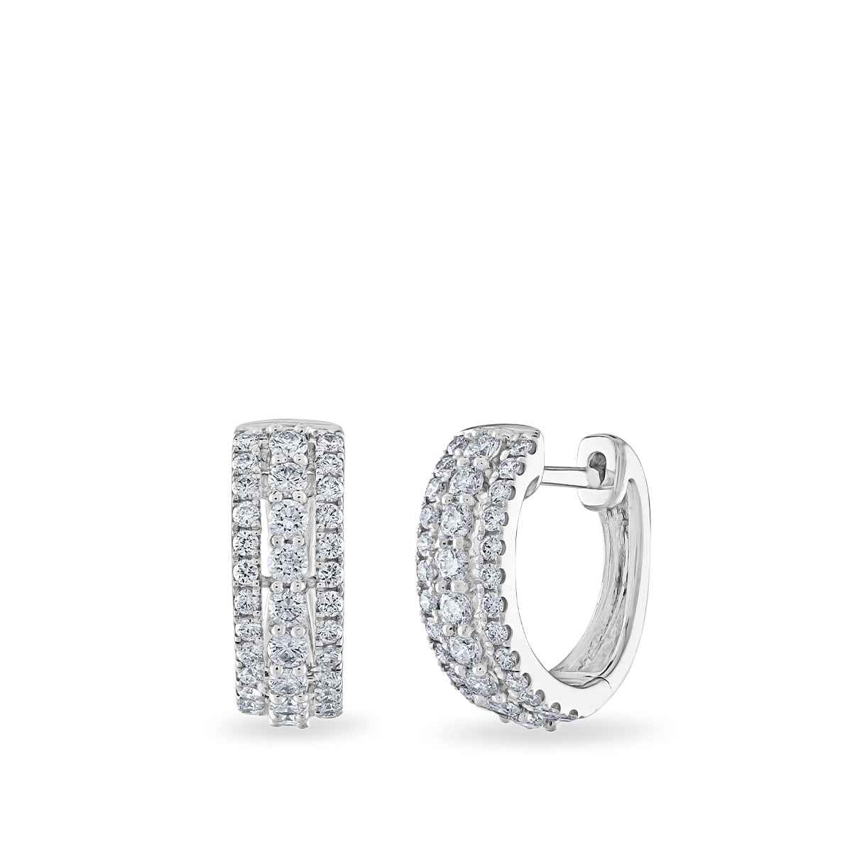 1/2 ct. tw. Diamond Multi-Row Huggie Hoop Earrings in 14k White Gold