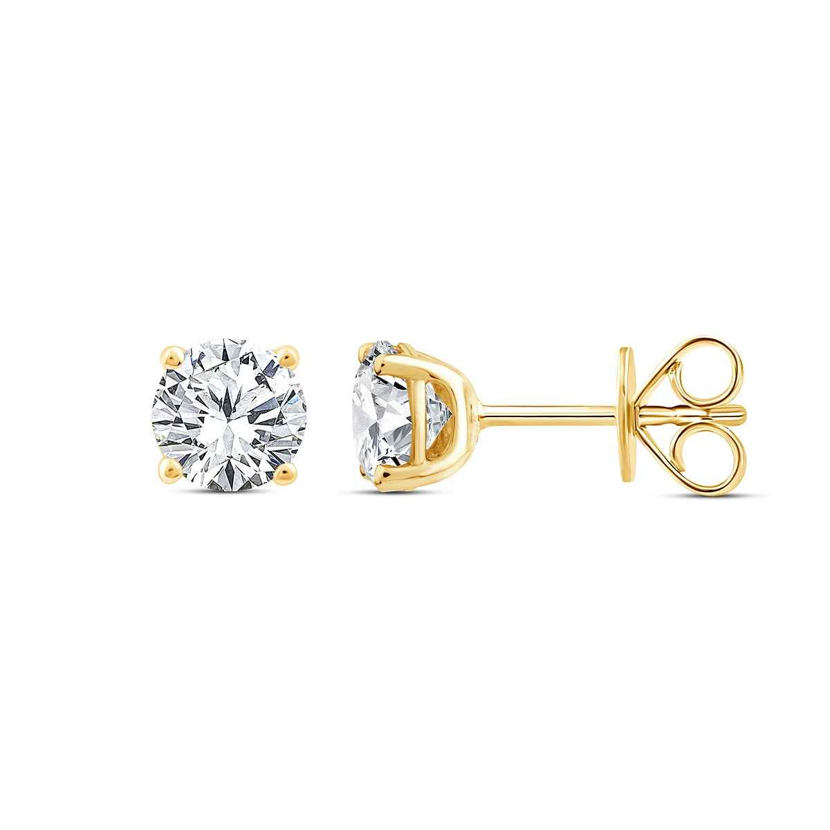 Above Love Star 1-5/8 ct. tw. Lab-Grown Round Brilliant Diamond Solitaire Earrings in 14K Yellow Gold