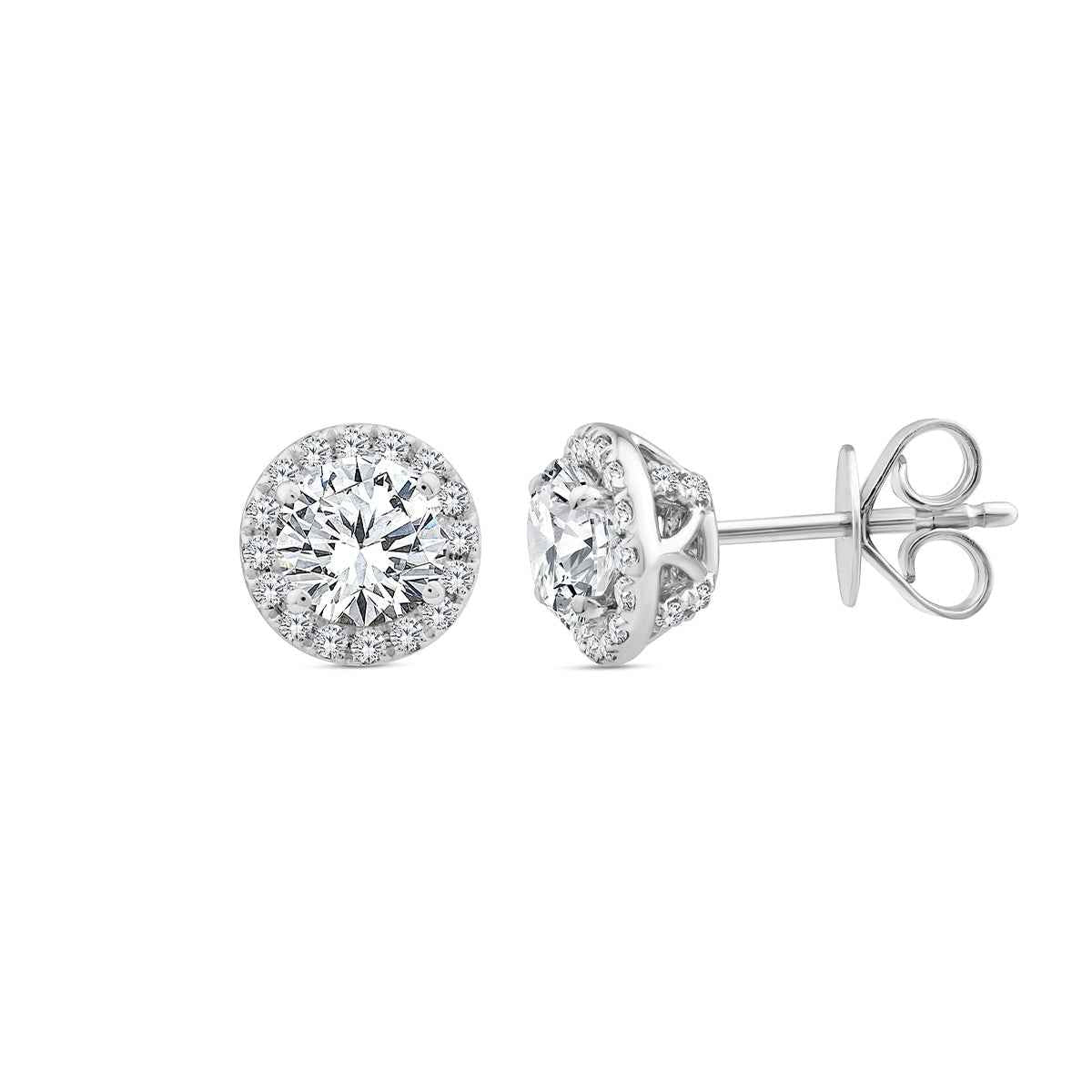 Above Love Star 1-3/8 ct. tw. Lab-Grown Round Brilliant Diamond Halo Earrings in 14K White Gold