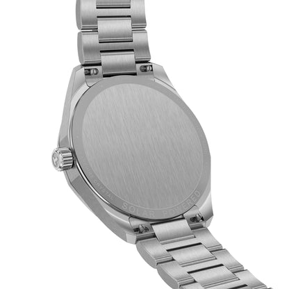 stainless steel men's Tissot solar quartz watch with blue dial
