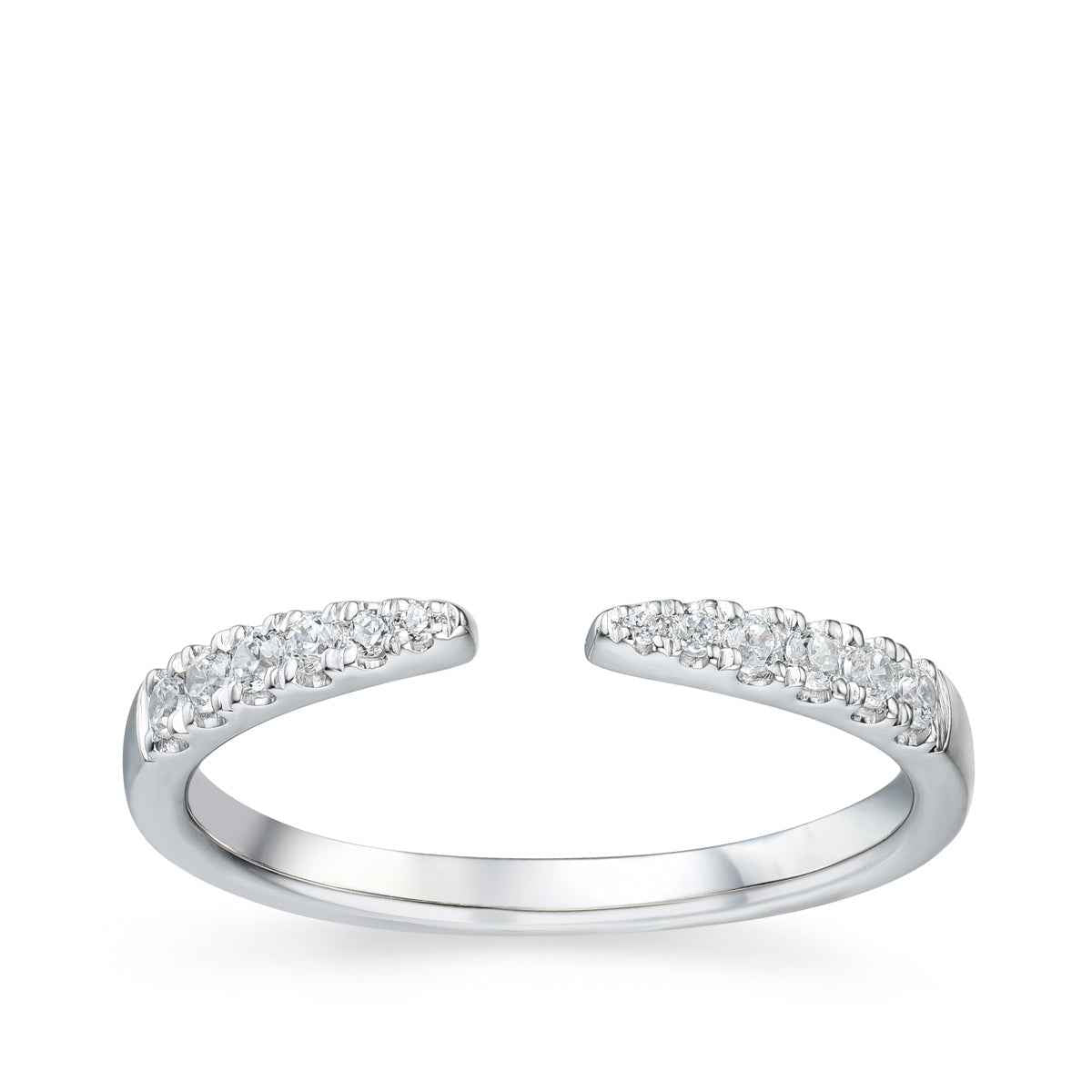 1/6 ct. tw. Round Diamond Tapered Open Wedding Ring in 14K White Gold (2)