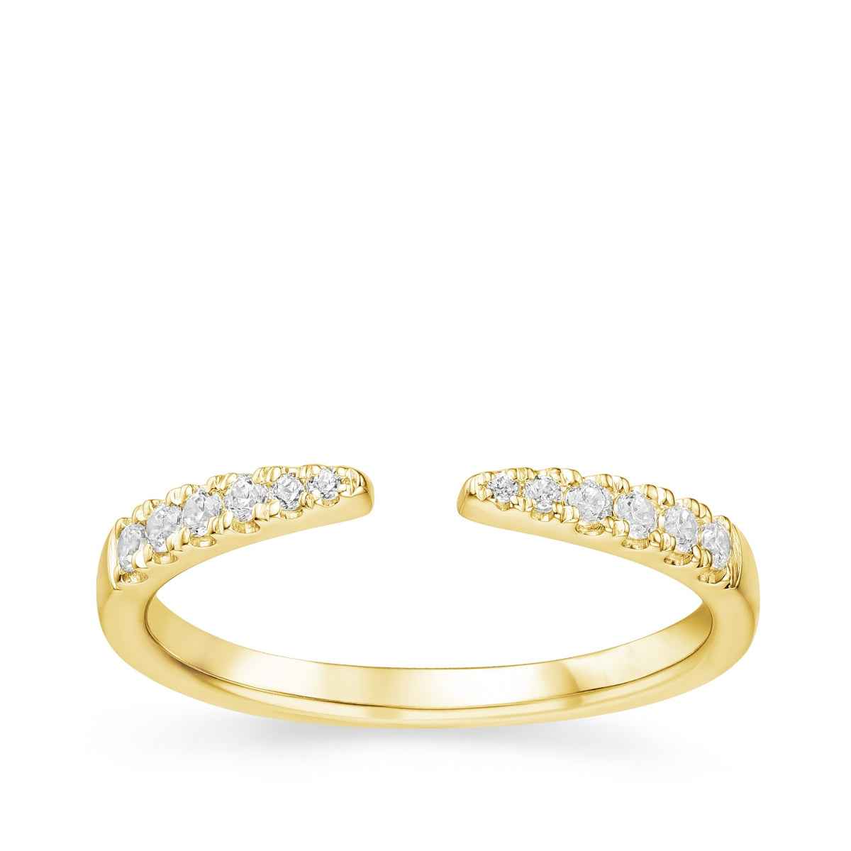 1/6 ct. tw. Round Diamond Tapered Open Wedding Ring in 14K Yellow Gold