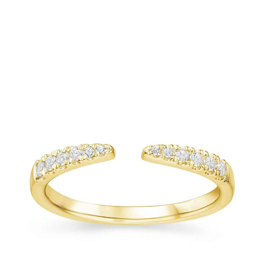 1/6 ct. tw. Round Diamond Tapered Open Wedding Ring in 14K Yellow Gold