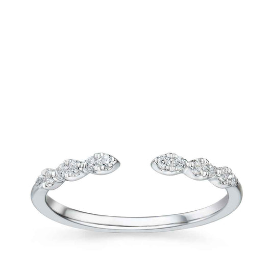 1/8 ct. tw. Round Diamond Scalloped Open Wedding Ring in 14K White Gold