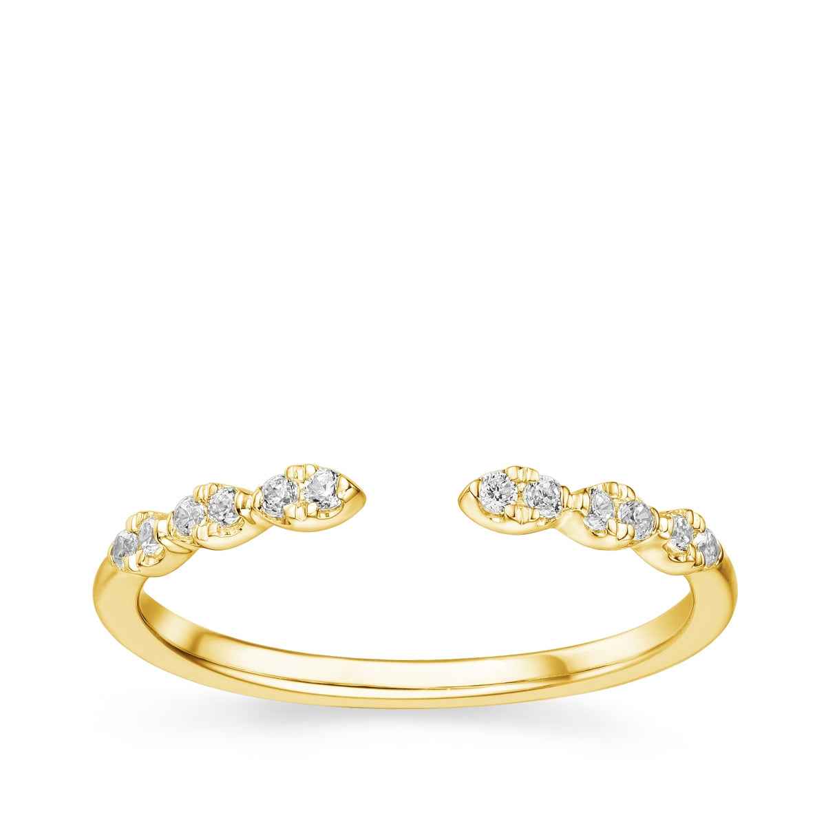 1/8 ct. tw. Round Diamond Scalloped Open Wedding Ring in 14K Yellow Gold