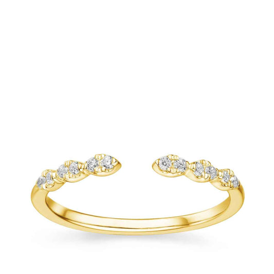 1/8 ct. tw. Round Diamond Scalloped Open Wedding Ring in 14K Yellow Gold