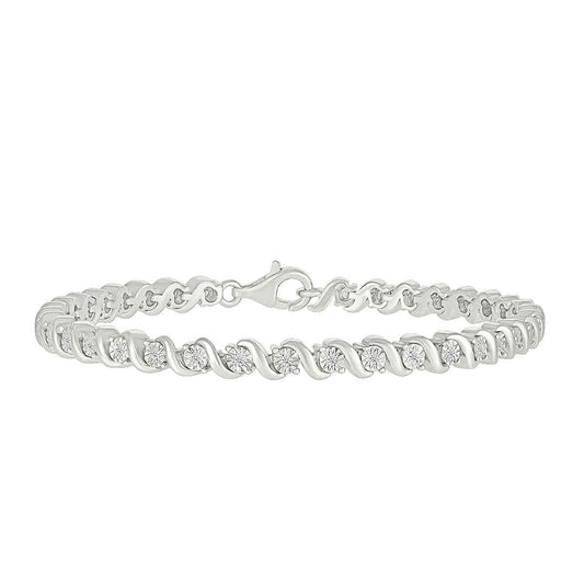 1/4 ct. tw. Diamond S-Link Tennis Bracelet in Sterling Silver (2)