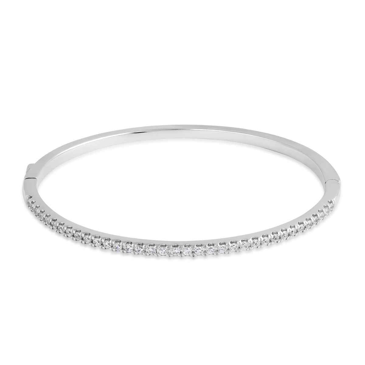 Adamante 1-1/5 ct. tw. Lab-Grown Diamond Hinge Bangle Bracelet in Sterling Silver (2)