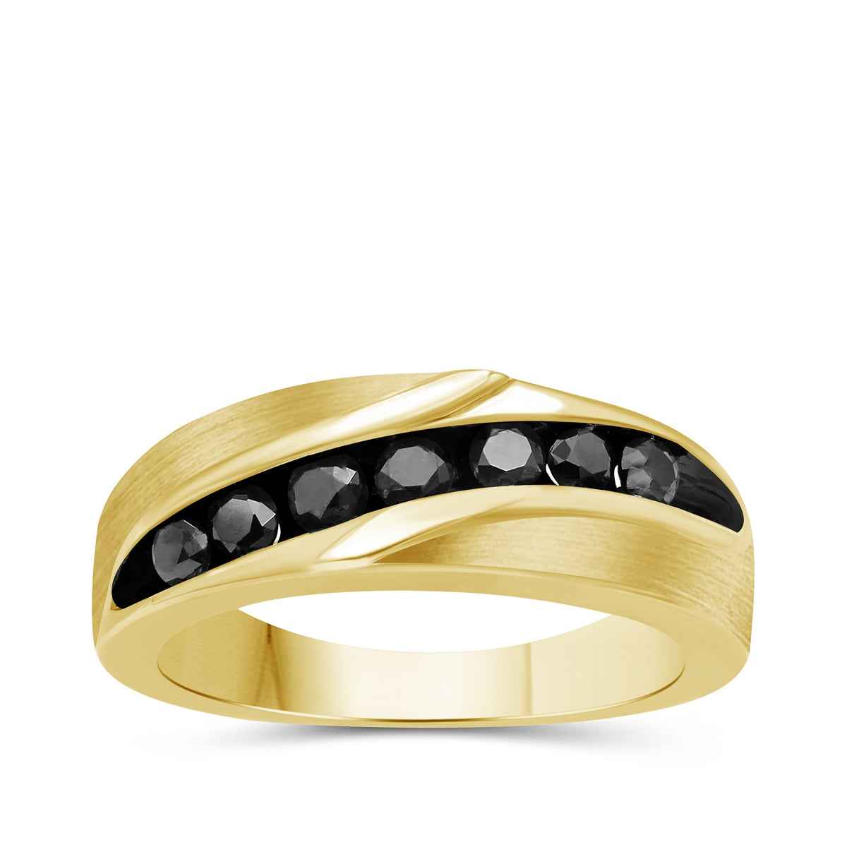 Men's 1 ct. tw. Black Diamond Channel Ring in 10K Yellow Gold