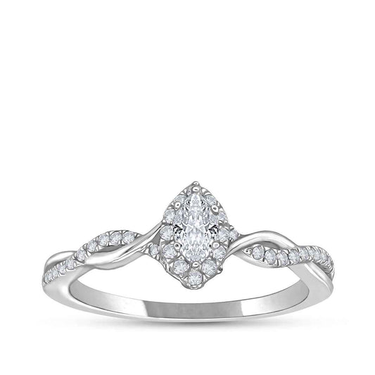 True Promise 1/3 ct. tw. Marquise Diamond Halo Twist Engagement Ring in 10K White Gold (2)