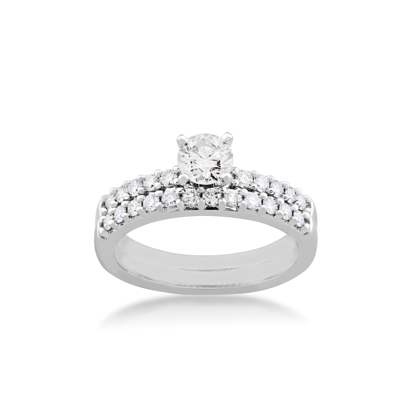Natural 1 ct. tw. Round Brilliant Diamond Wedding Set in 14K White Gold
