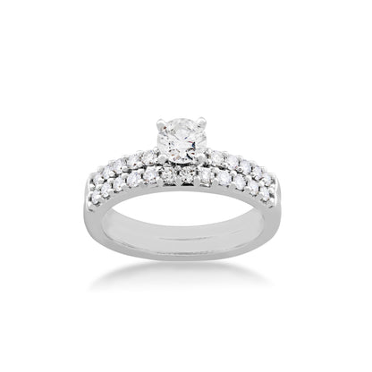 Natural 1 ct. tw. Round Brilliant Diamond Wedding Set in 14K White Gold