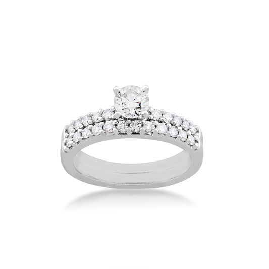 Natural 1 ct. tw. Round Brilliant Diamond Wedding Set in 14K White Gold