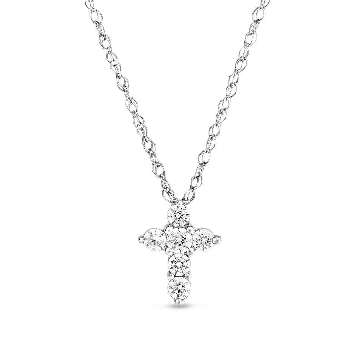 1/10 ct. tw. 6-Stone Diamond Cross Pendant in 10K White Gold (2)