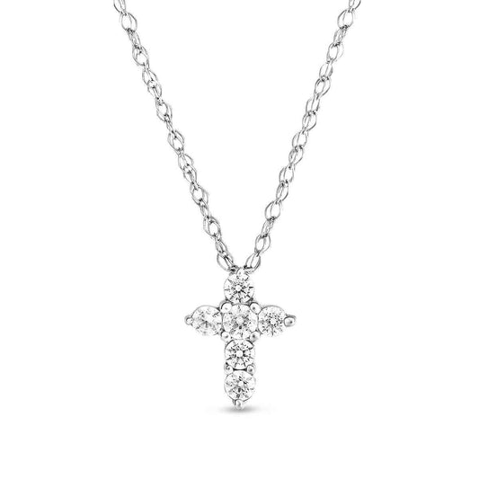 1/10 ct. tw. 6-Stone Diamond Cross Pendant in 10K White Gold (2)