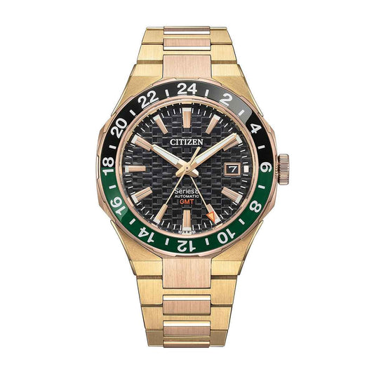 Citizen Men's Series8 880 GMT Automatic Pink & Yellow Gold-Tone Stainless Steel Watch with Black Dial