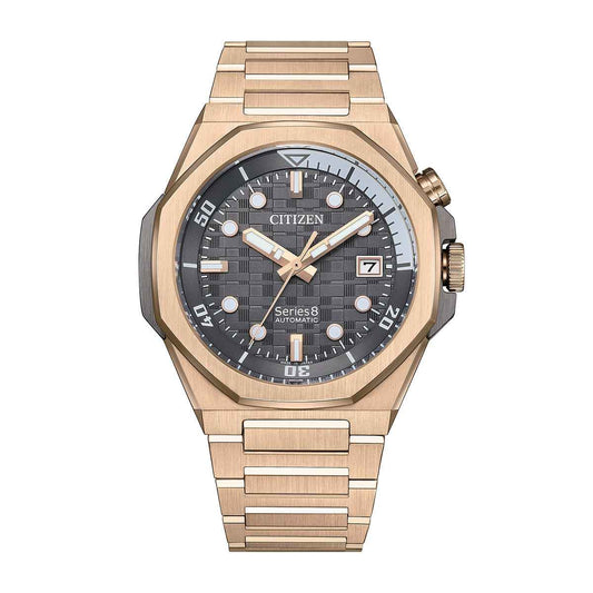 Citizen Men's Series8 890 Automatic Pink Gold-Tone Stainless Steel Watch with Gray Dial