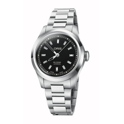 black dial big crown diamonds oris automatic watch