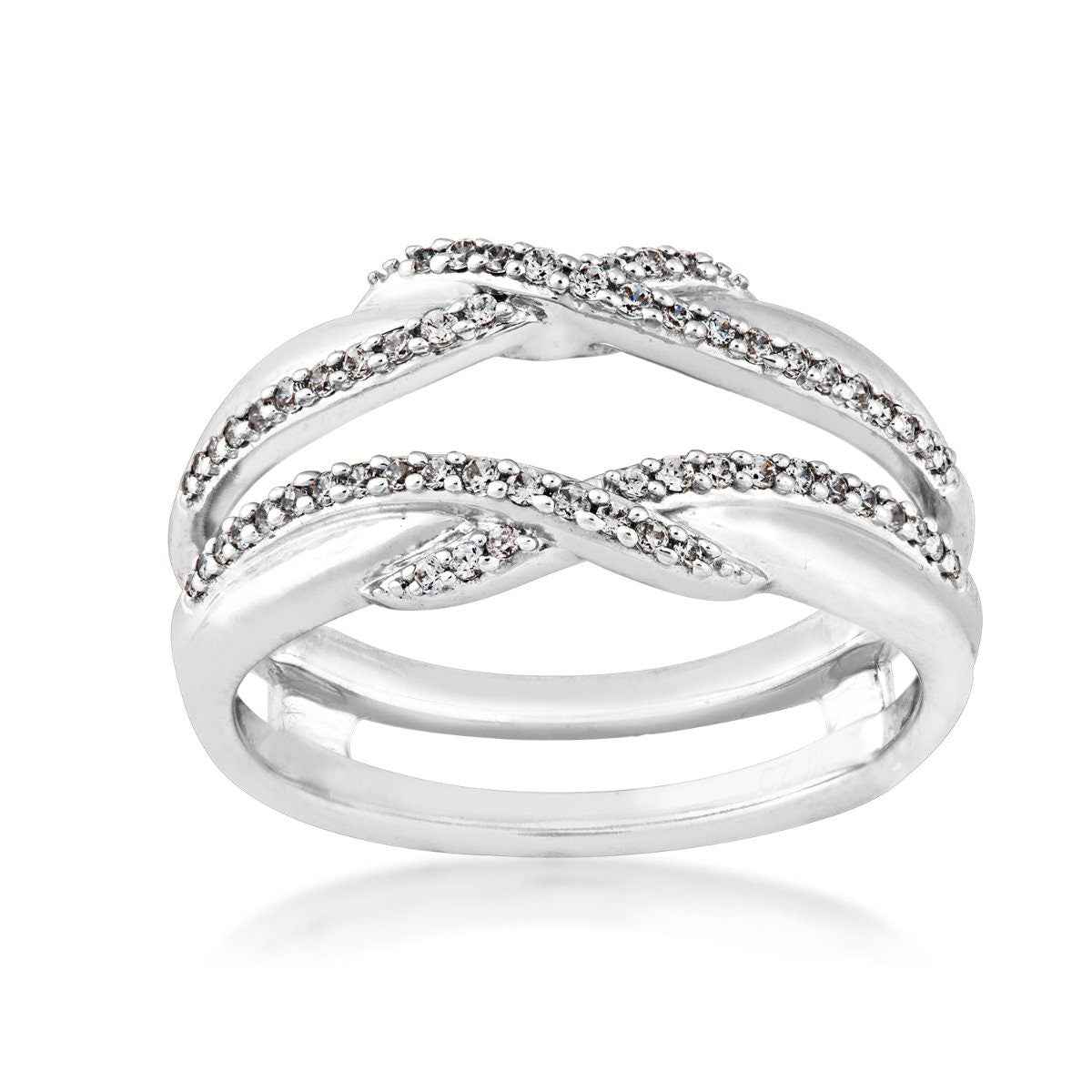 1/4 ct. tw. Criss Cross Diamond Wedding Ring Enhancer in 14K White Gold
