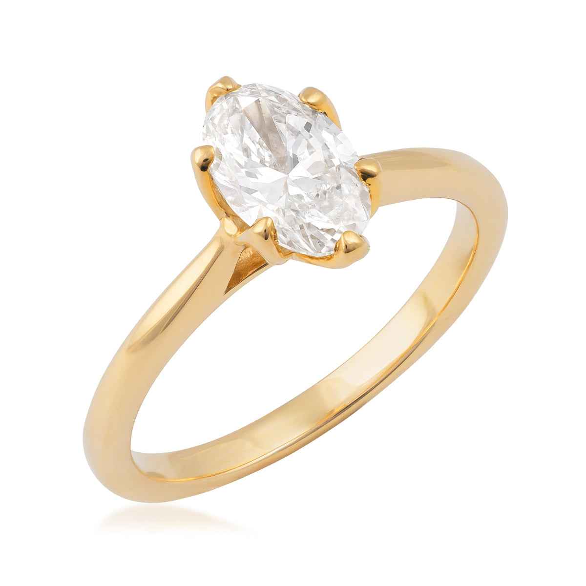 Premier Natural 1 ct. tw. Oval Diamond Solitaire Engagement Ring in 14K Yellow Gold front view (2)