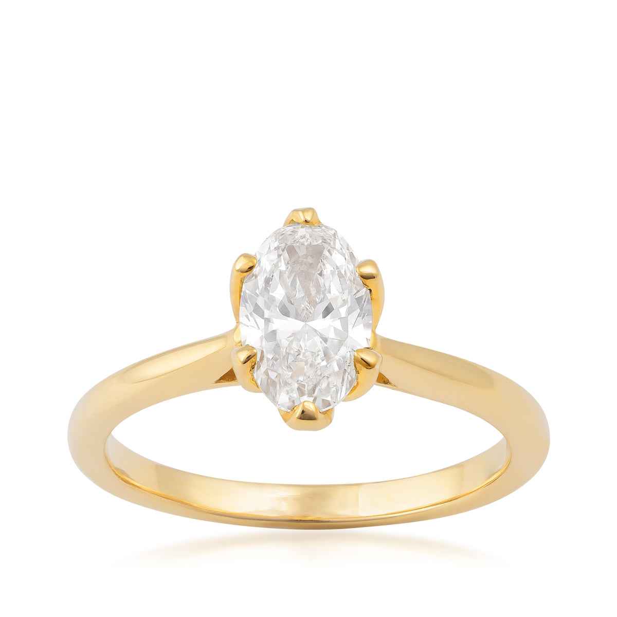 Premier Natural 1 ct. tw. Oval Diamond Solitaire Engagement Ring in 14K Yellow Gold (2)