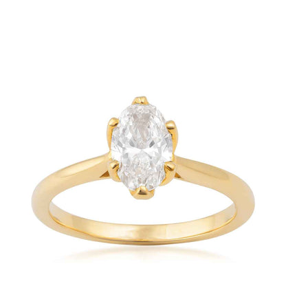 Premier Natural 1 ct. tw. Oval Diamond Solitaire Engagement Ring in 14K Yellow Gold (2)