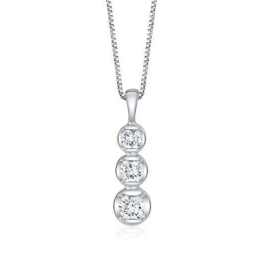 Sirena 1/8 ct. tw. 3-Stone Diamond Pendant in 14K White Gold