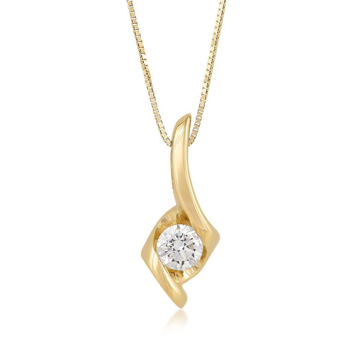 Sirena 1/4 ct. tw. Round Diamond Swirl Pendant in 14K Yellow Gold (2)