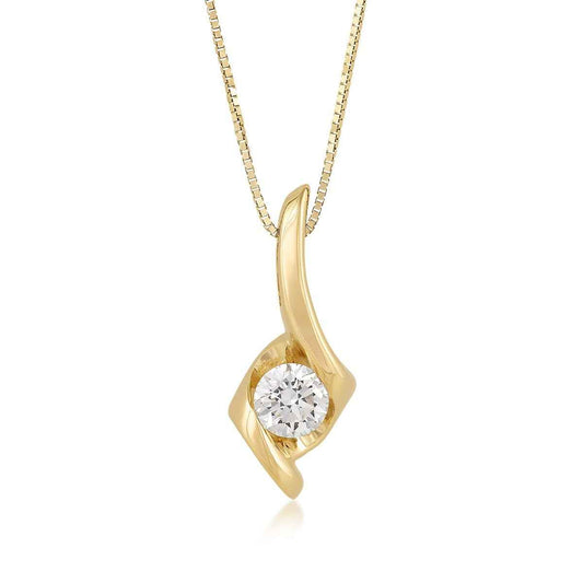 Sirena 1/4 ct. tw. Round Diamond Swirl Pendant in 14K Yellow Gold (2)