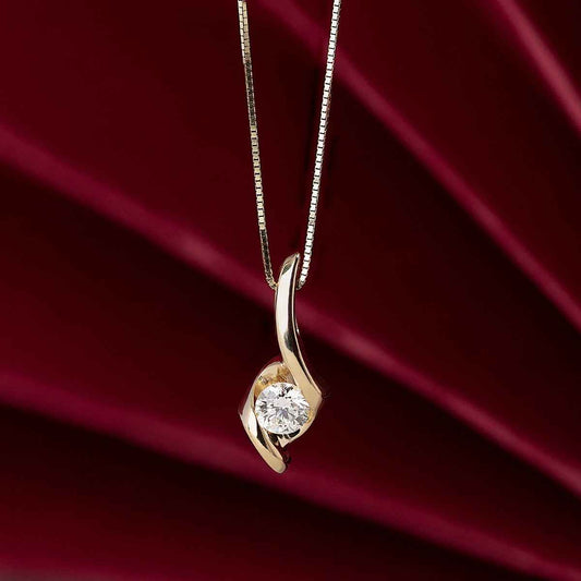 Sirena 1/4 ct. tw. Round Diamond Swirl Pendant in 14K Yellow Gold front view