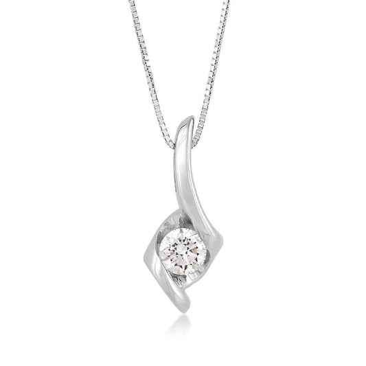 Sirena 1/4 ct. tw. Round Diamond Swirl Pendant in 14K White Gold (2)