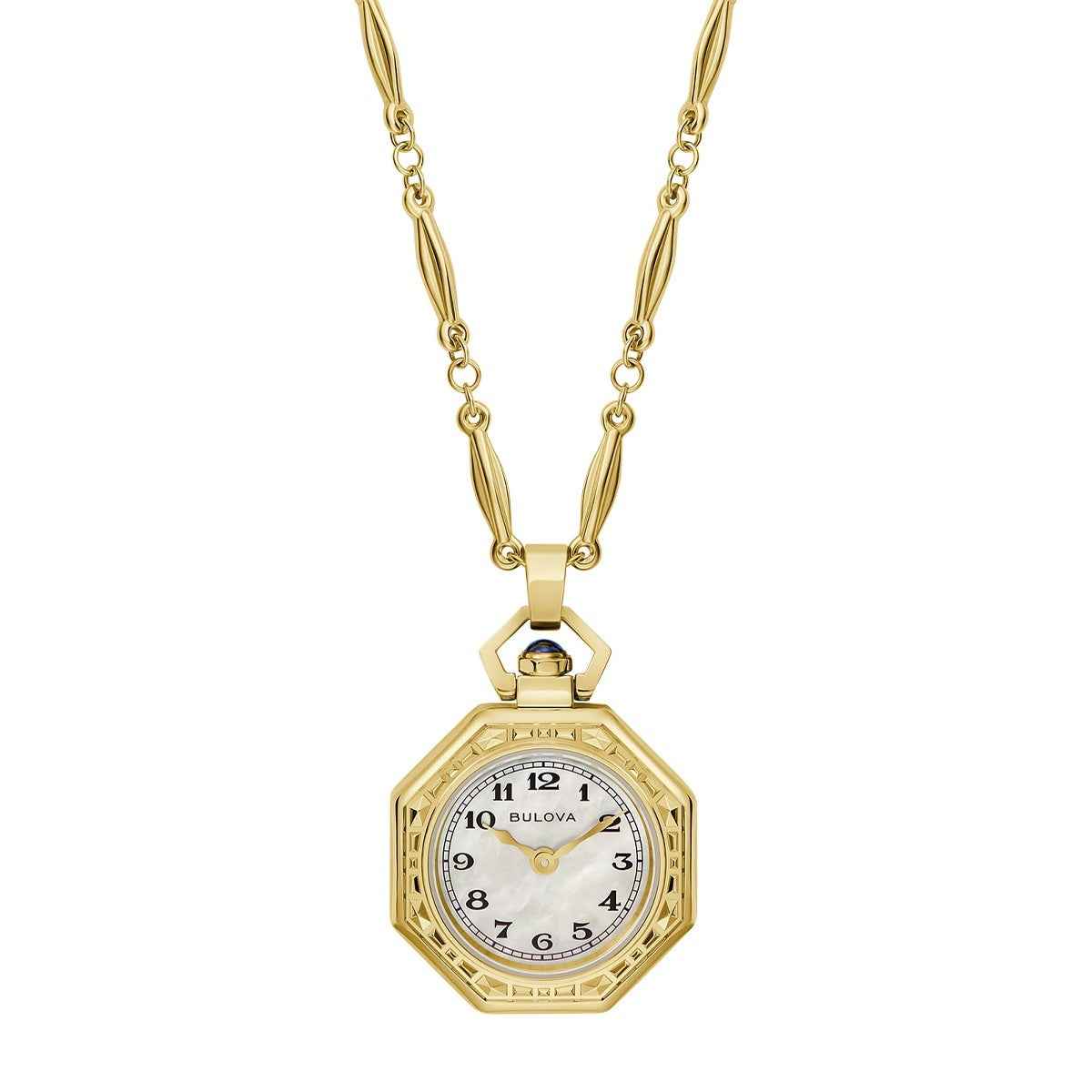 Bulova Ladies' Rubaiyat Quartz Gold-Tone Stainless Steel Watch Pendant with White Dial