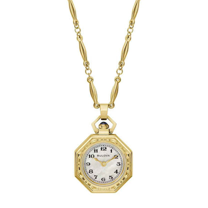 Bulova Ladies' Rubaiyat Quartz Gold-Tone Stainless Steel Watch Pendant with White Dial