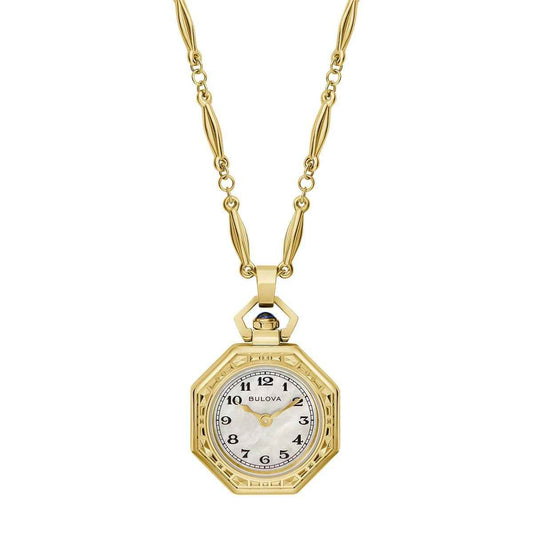 Bulova Ladies' Rubaiyat Quartz Gold-Tone Stainless Steel Watch Pendant with White Dial