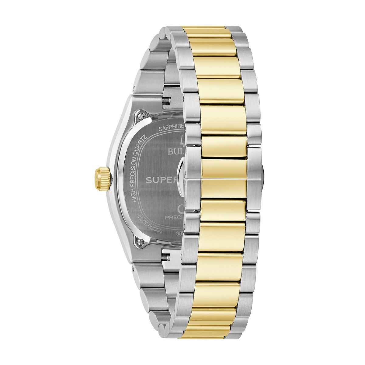 Bulova Men's Super Seville Quartz Two-Tone Stainless Steel Watch with Black Dial