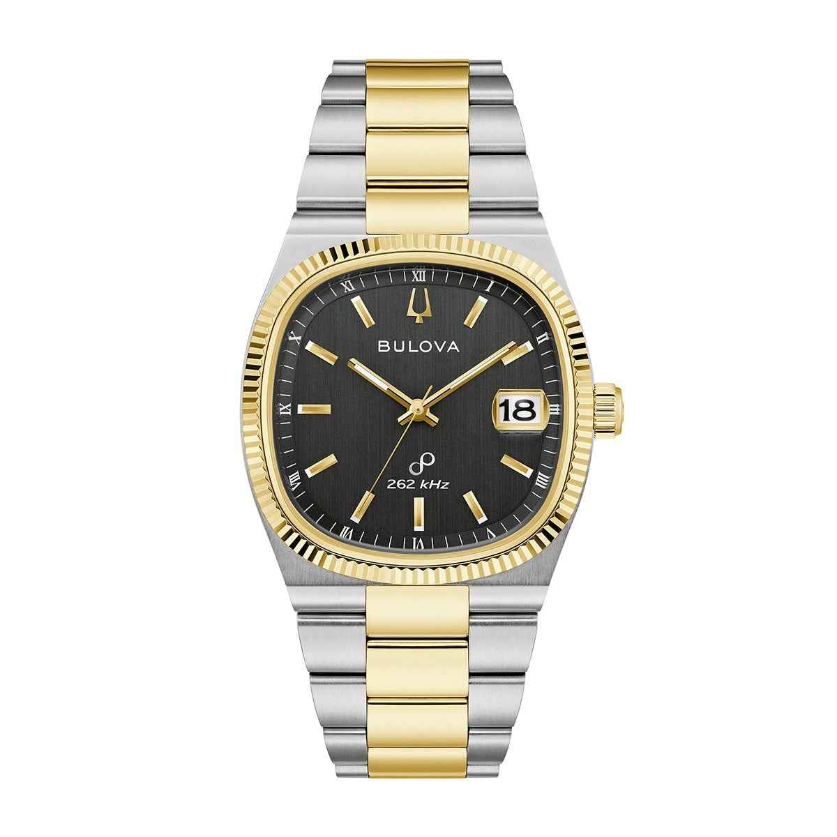 Bulova Men's Super Seville Quartz Two-Tone Stainless Steel Watch with Black Dial