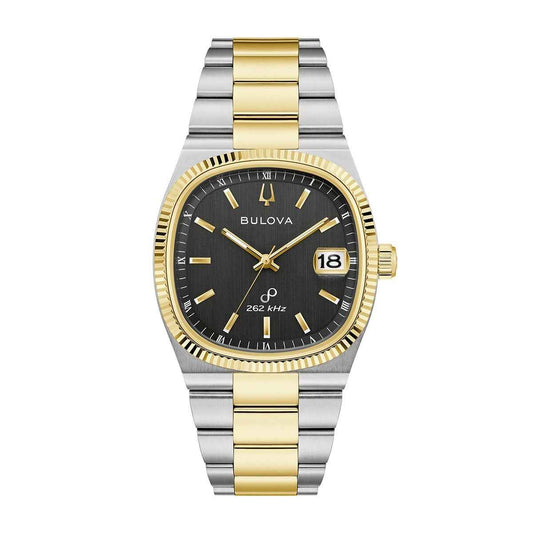 Bulova Men's Super Seville Quartz Two-Tone Stainless Steel Watch with Black Dial
