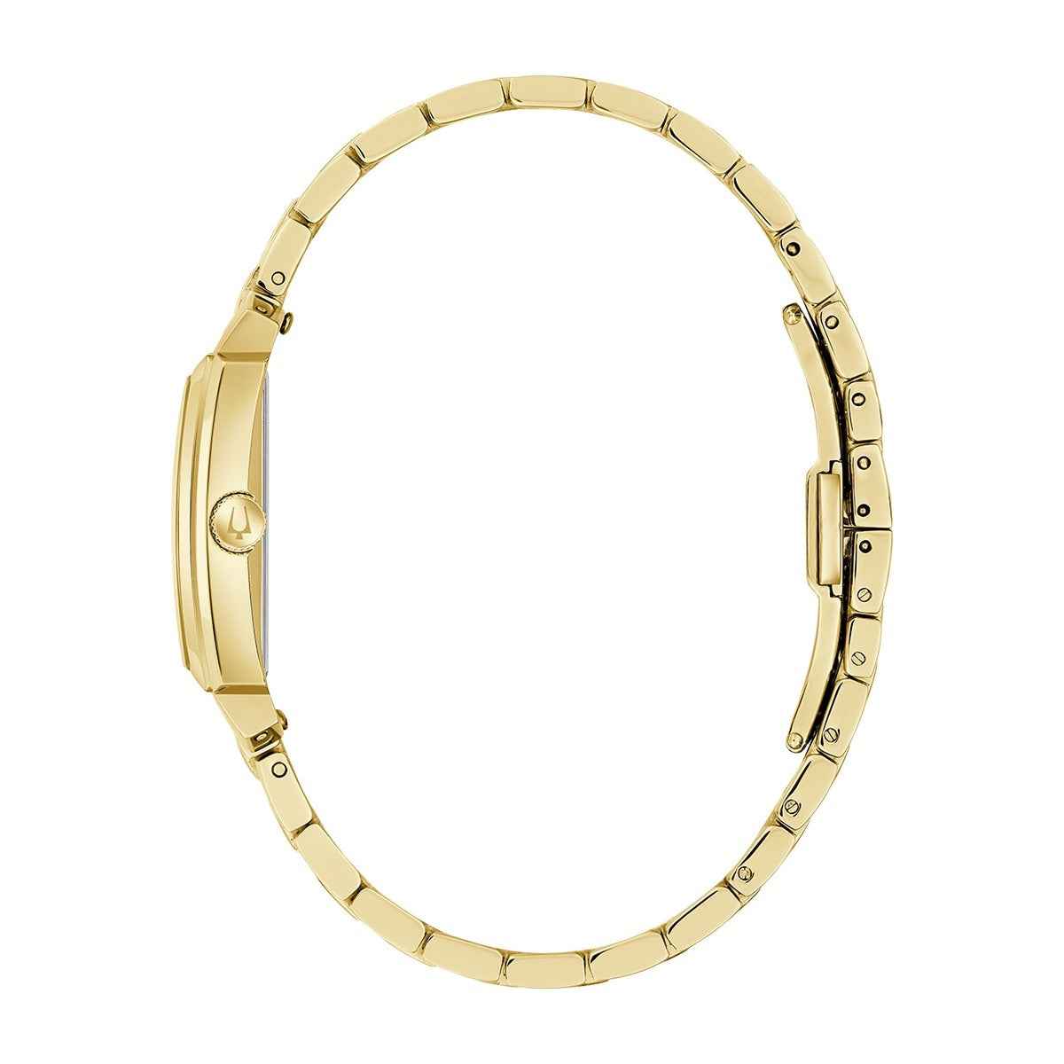 Bulova Ladies' Sutton Quartz Gold-Tone Stainless Steel Watch with White Dial front view