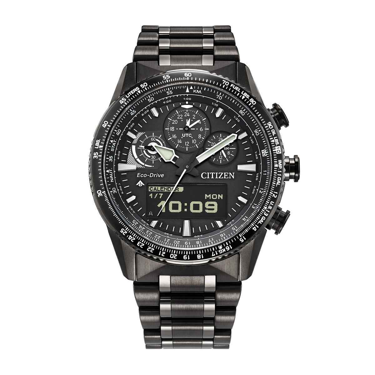 Citizen Men's Promaster Skyhawk Eco-Drive Gray Stainless Steel Watch with Black Dial