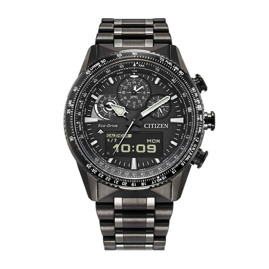 Citizen Men's Promaster Skyhawk Eco-Drive Gray Stainless Steel Watch with Black Dial