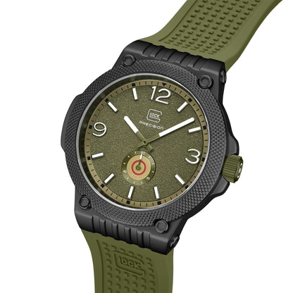 quartz glock green silicone strap green dial watch