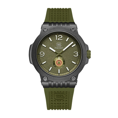 quartz glock green silicone strap green dial watch