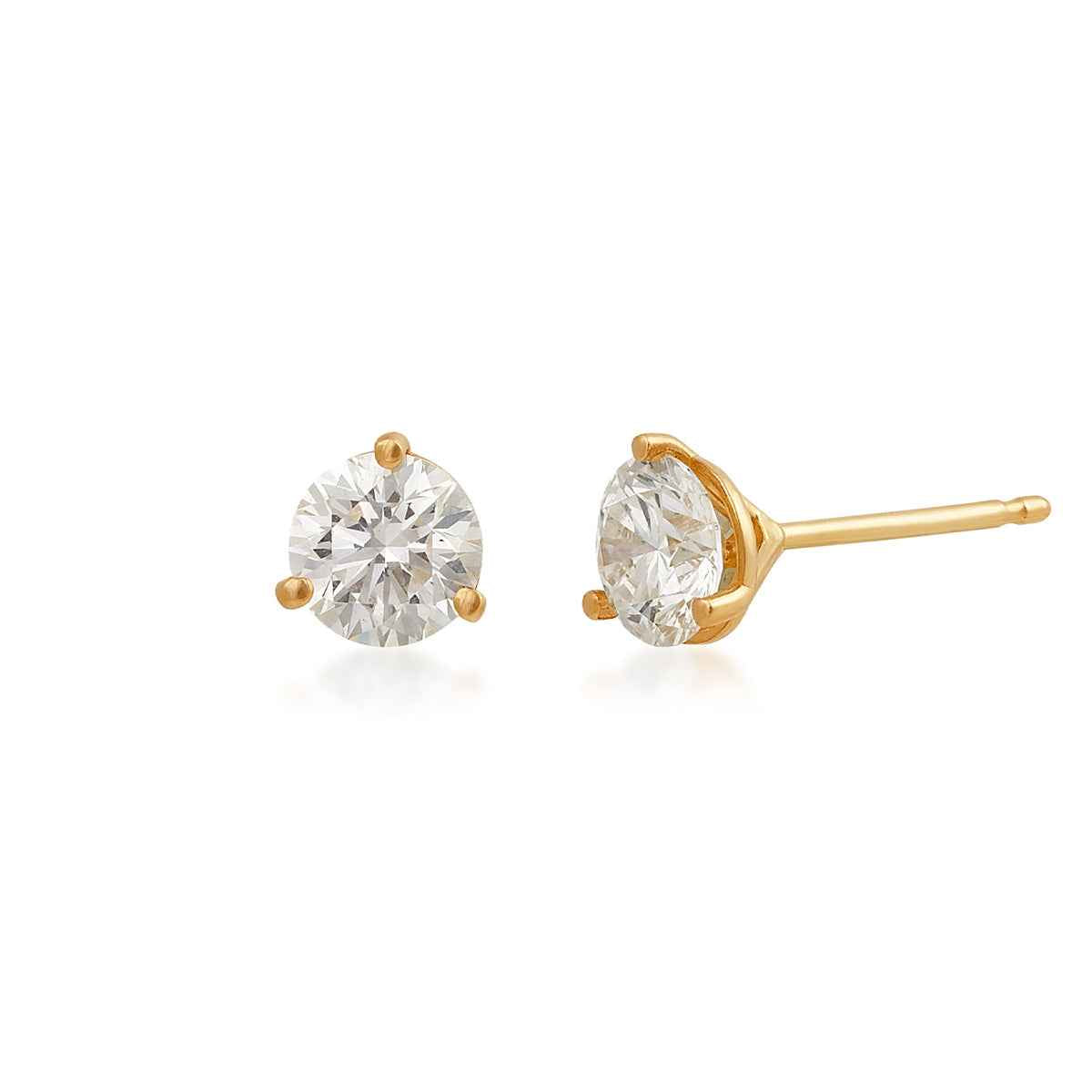 USA Collection 1-1/2 ct. tw. Lab-Grown Round Brilliant Diamond Solitaire Earrings in 14K Yellow Gold
