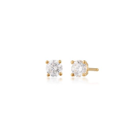 USA Collection 1/2 ct. tw. Lab-Grown Round Brilliant Diamond Solitaire Earrings in 14K Yellow Gold