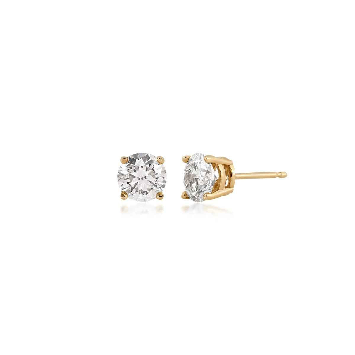 USA Collection 1 ct. tw. Lab-Grown Round Brilliant Diamond Solitaire Earrings in 14K Yellow Gold