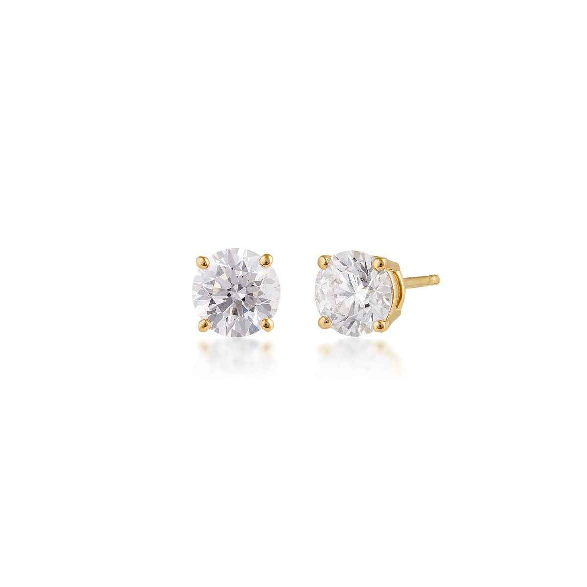 USA Collection 1-1/2 ct. tw. Lab-Grown Round Brilliant Diamond Solitaire Earrings in 14K Yellow Gold (2)