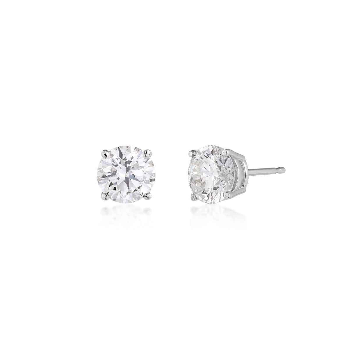 USA Collection 2 ct. tw. Lab-Grown Round Brilliant Diamond Solitaire Earrings in 14K White Gold