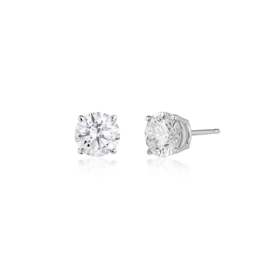 USA Collection 2 ct. tw. Lab-Grown Round Brilliant Diamond Solitaire Earrings in 14K White Gold