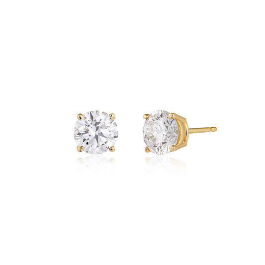 USA Collection 2 ct. tw Lab-Grown Round Brilliant Diamond Solitaire Earrings in 14K Yellow Gold